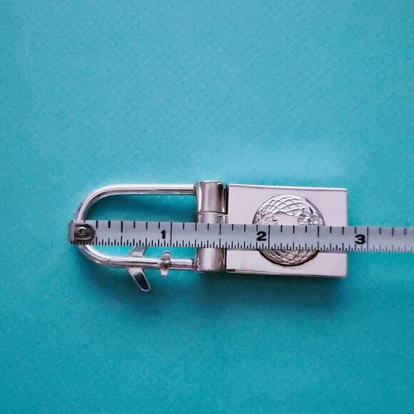 RARE Tiffany & Co. Sterling Silver Globe & Airplane Travel Lock Key Ring - Picture 11 of 11